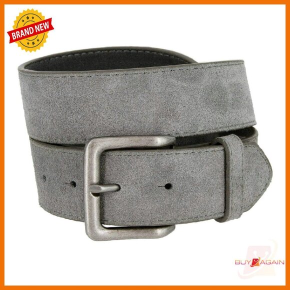 Genuine Suede Leather Belt with Antique Buckle 1.5